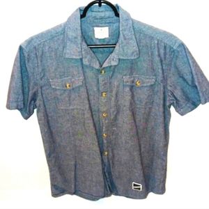 AMBIG Apparel Men's Short Sleeve Button Down Collar Gray Shirt | EUC